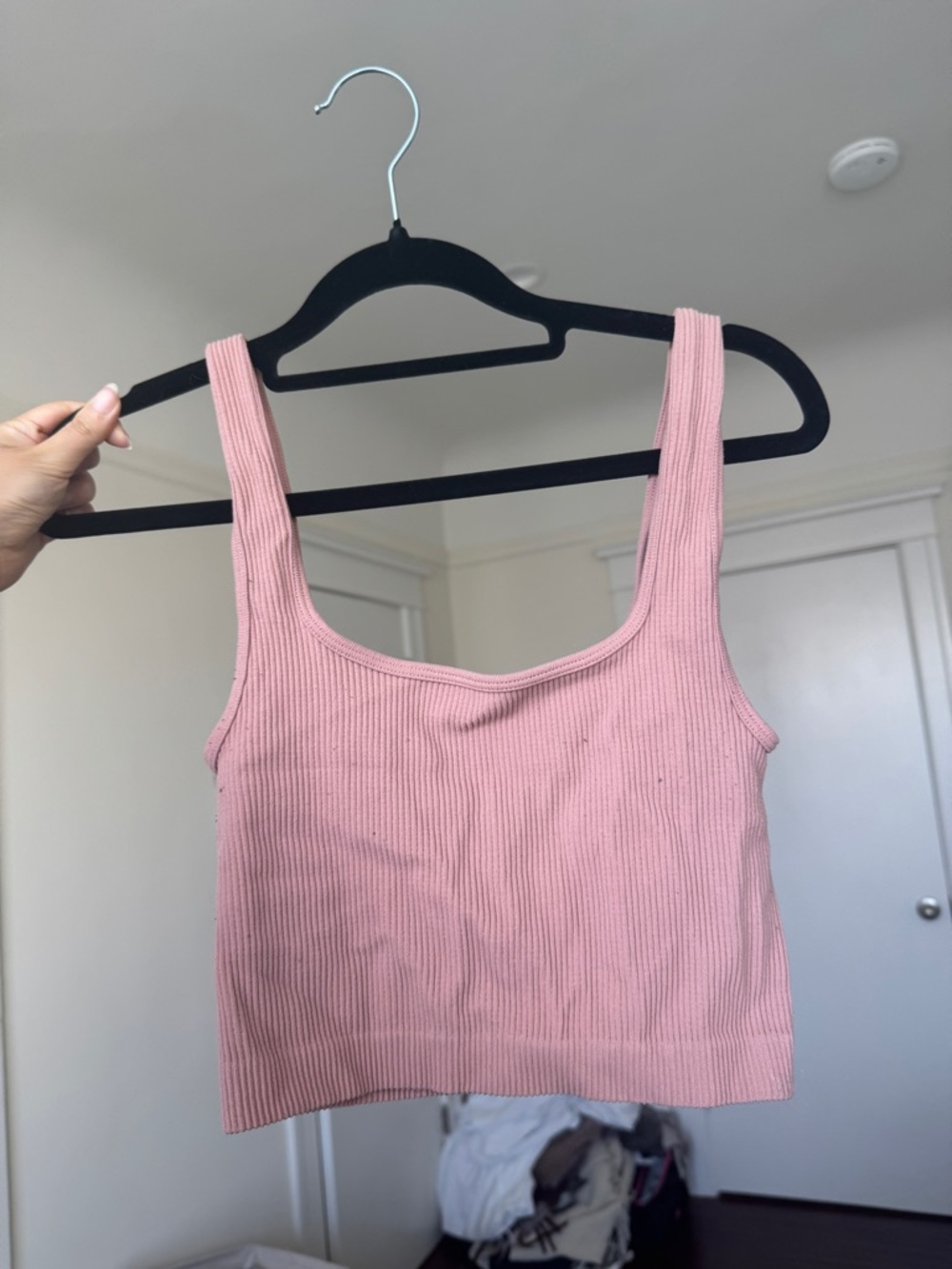 Zara Ribbed Tank Crop Top - Dusty Pink
